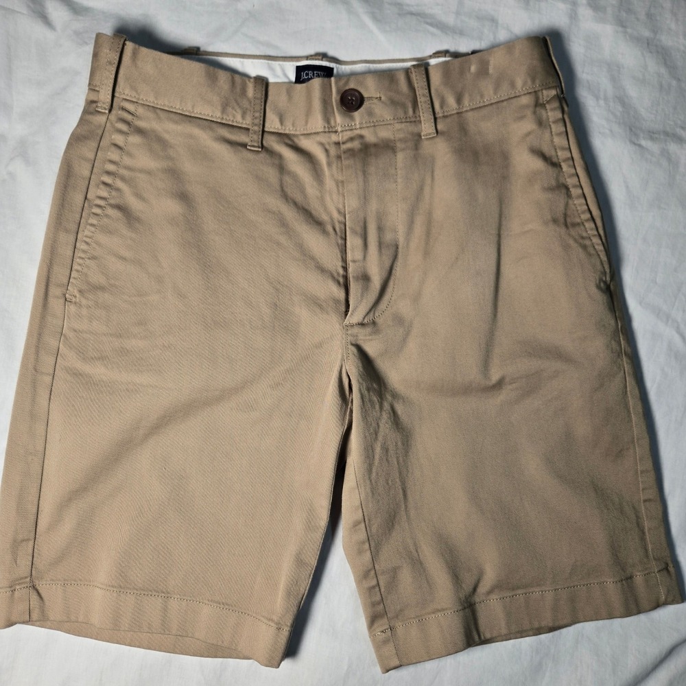 J.Crew Shorts 9 Inch Inseam Stretch Chino Shorts Khaki Tan H5020 Size 28 NWT